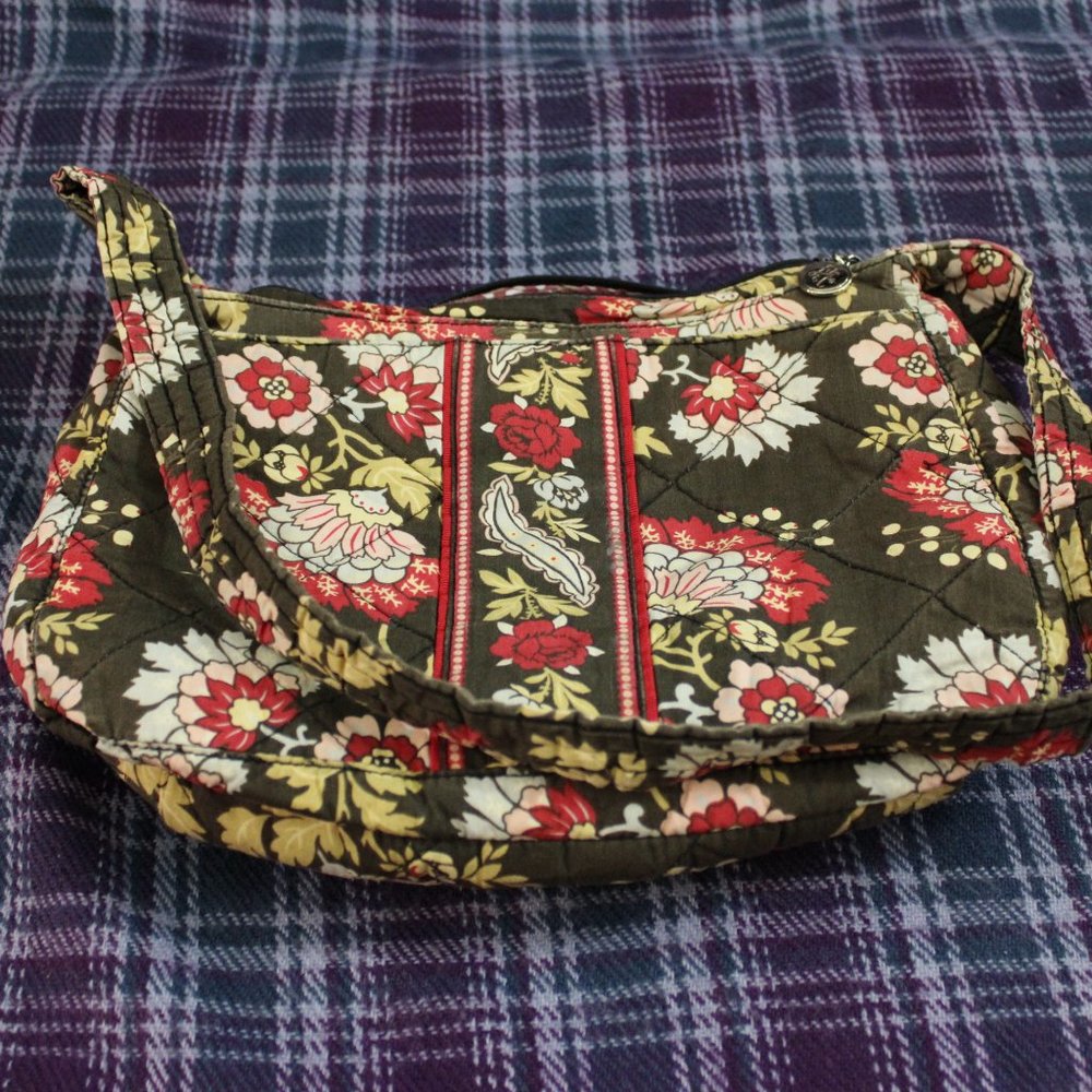 Liz & Co Brown and Red Floral Quilted Cloth Shoulder Bag